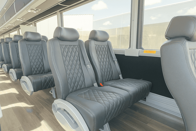 interior of Garden Grove Minibus Company charter bus