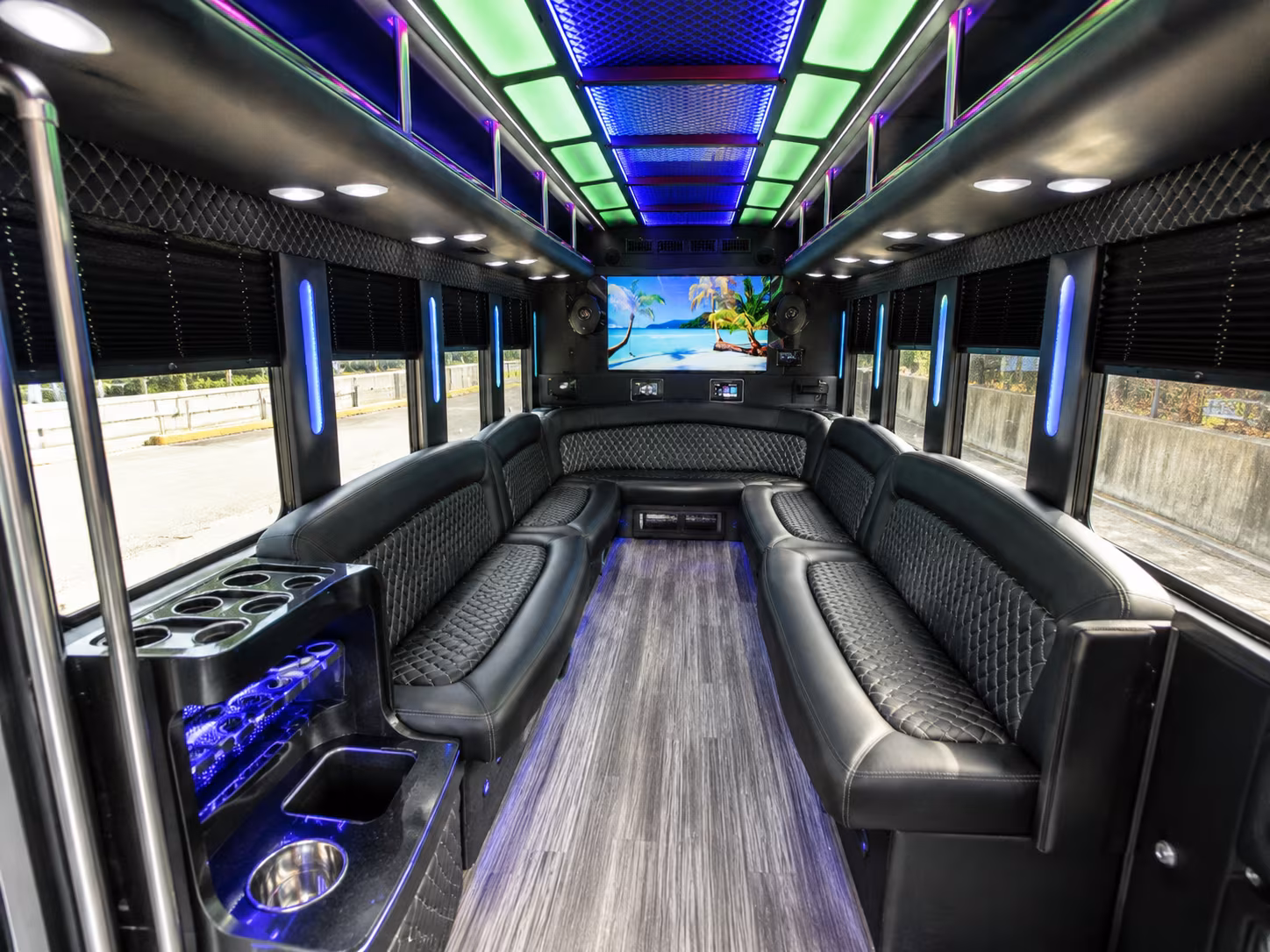 garden grove 18 passenger party bus inside