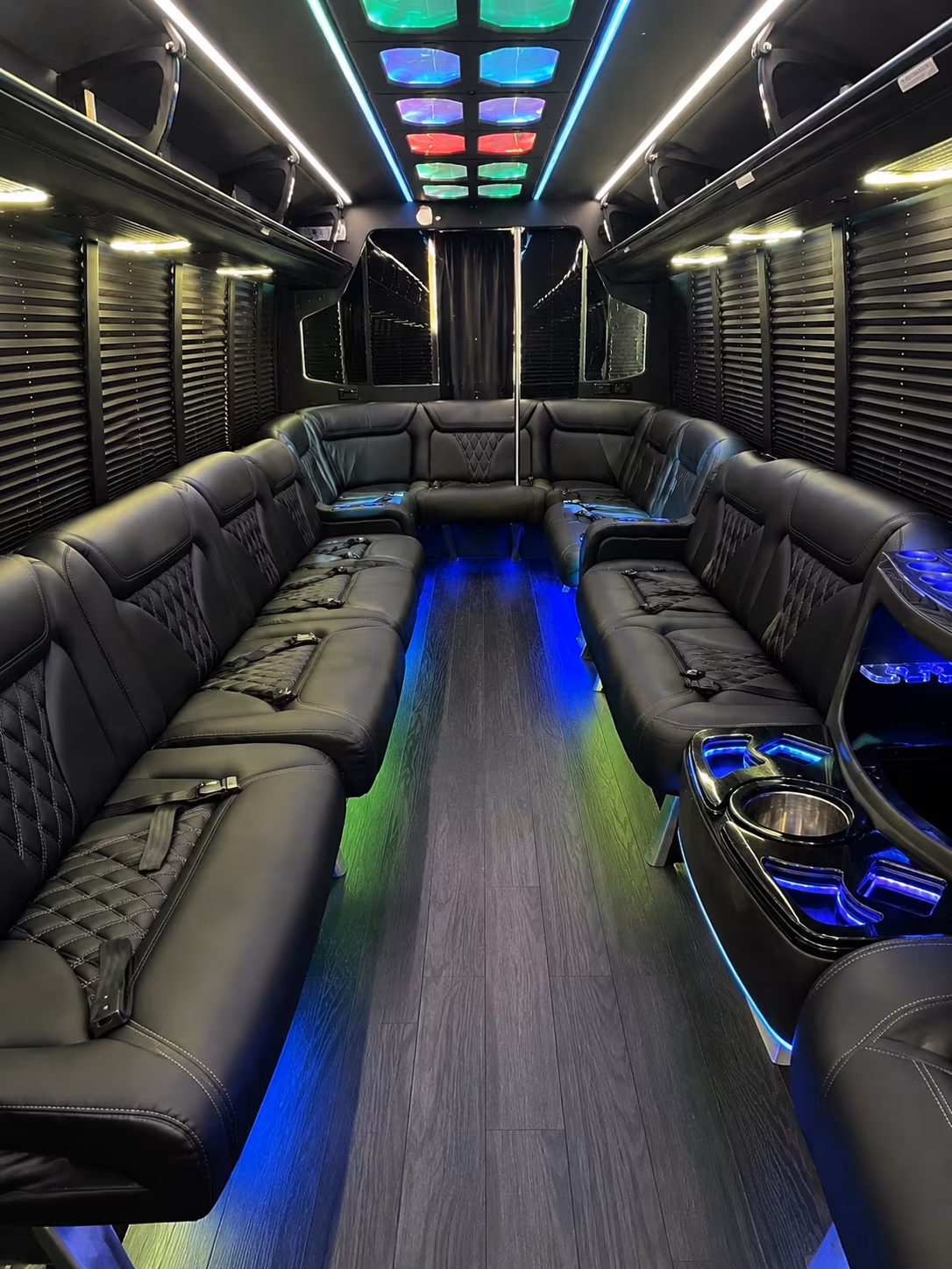 garden grove 20 passenger party bus interior