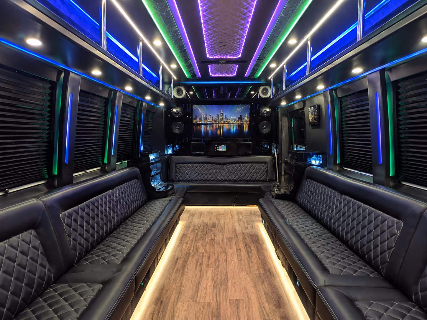 garden grove 25 passenger party bus interior