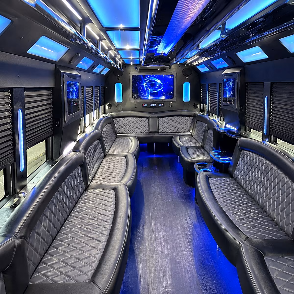 garden grove 50 passenger party bus interior
